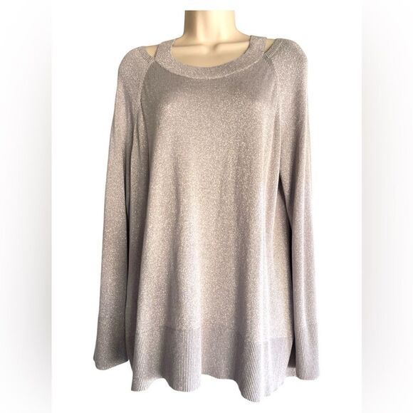 LOFT GOLD GLITTER Womens Knit Sweater Beige Long Sleeve Pullover
Size L - Picture 1 of 5